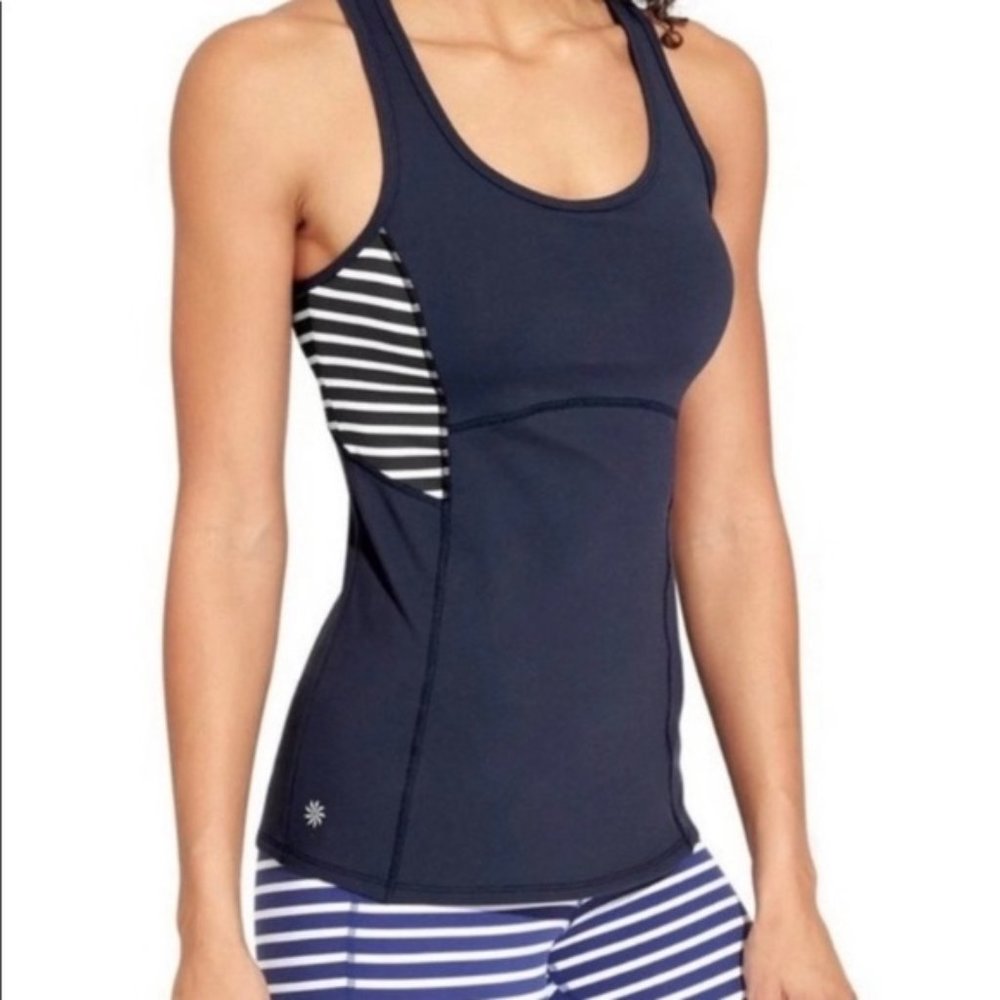 Athleta Strappy Racerback Tank Navy striped